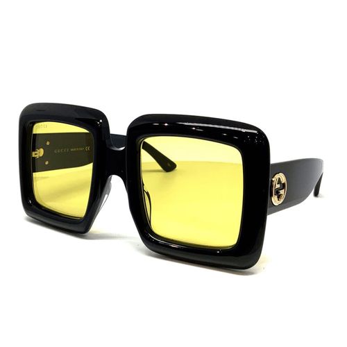 Kính Mát Gucci Square Sunglasses Màu Đen Vàng