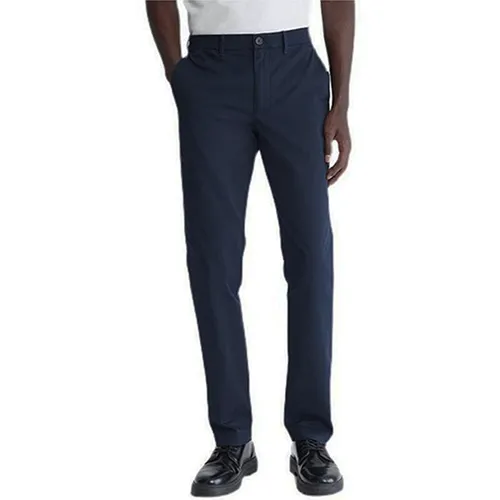 Quần Kaki Nam Calvin Klein CK Solid Slim Fit Trousers Casual 40VP650 - 021 Màu Xanh Navy Size 29