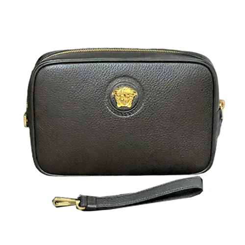Túi xách - Túi Cầm Tay Versace Pouches Medusa Logo Black Màu Đen - Vua Hàng Hiệu