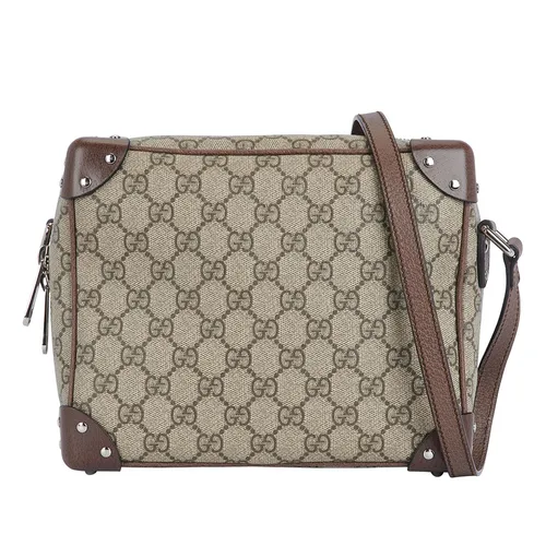 Túi Đeo Chéo Nam Gucci Trunk Shoulder Bag GG Coated Canvas Màu Beige