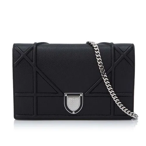 Túi Đeo Chéo Nữ Dior Black Leather Diorama Wallet On Chain Màu Đen