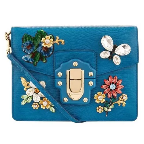 Túi xách Dolce & Gabbana - Túi Đeo Chéo Nữ Dolce & Gabbana D&G Lucia Bag Made Of Leather Màu Xanh Blue - Vua Hàng Hiệu