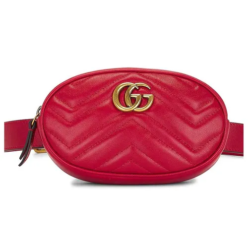 Túi Đeo Chéo Nữ Gucci GG Marmont Quilted Waist Bag Màu Đỏ - Túi xách - Vua Hàng Hiệu