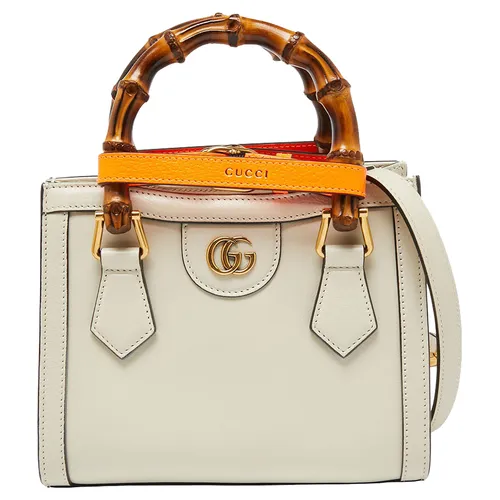 Túi Tote Nữ Gucci Off White Leather Mini Diana Màu Trắng Cam