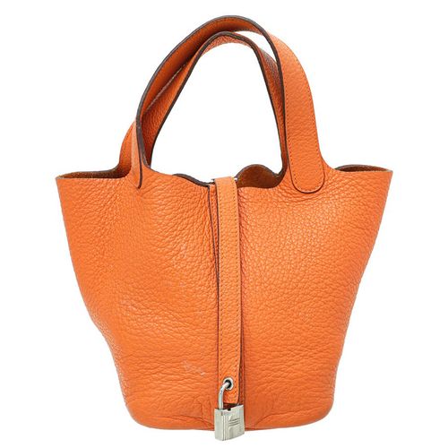 Túi Tote Nữ Hermès Orange Picotin Lock 18 Bag Màu Cam