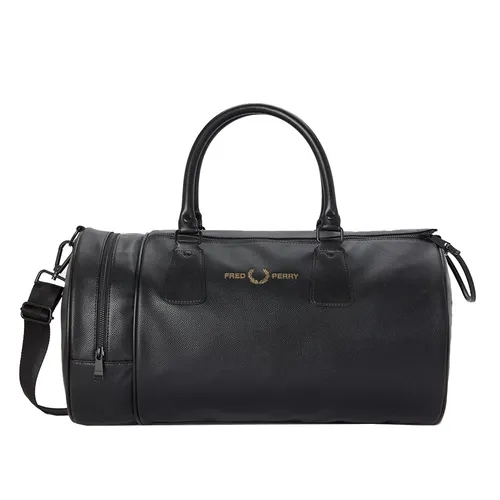 Túi xách - Túi Trống Du Lịch Fred Perry Scotch Grain Barrel Bag Màu Đen - Vua Hàng Hiệu
