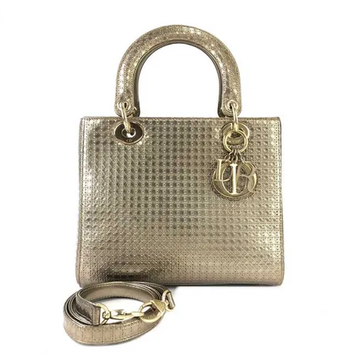 Túi Xách Nữ Christian Dior Lady Medium Gold Metallic Calfskin Bag Màu Vàng Đồng - Túi xách - Vua Hàng Hiệu
