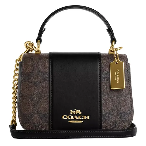 Túi Xách Nữ Coach Lysa Top Handle In Signature Canvas CO965 Màu Nâu Đen