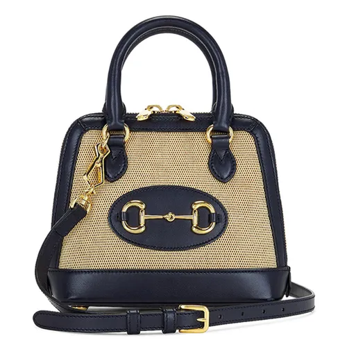 Túi xách - Túi Xách Tay Nữ Gucci Horsebit Handbag Canvas Màu Be Đen - Vua Hàng Hiệu