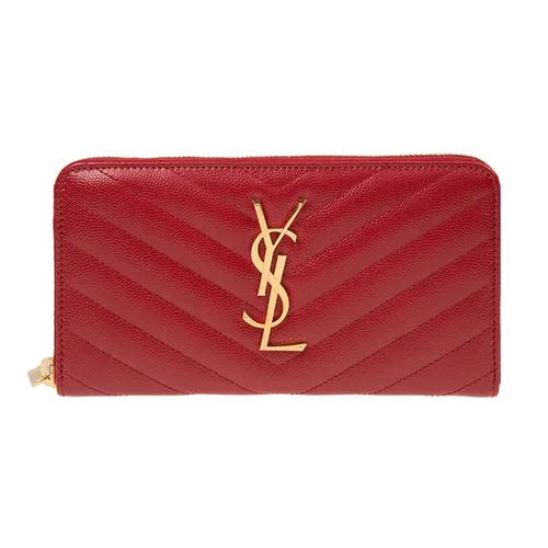 Ví Nữ Yves Saint Laurent YSL Red Leather Long Zipper Wallets 358094 BOW01 6805 Màu Đỏ - Túi xách - Vua Hàng Hiệu
