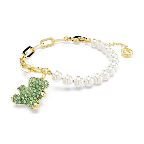 Vòng Đeo Tay Nữ Swarovski Teddy Bracelet Bear, Green, Gold-Tone Plated 5669167 Gấu Màu Xanh Vàng