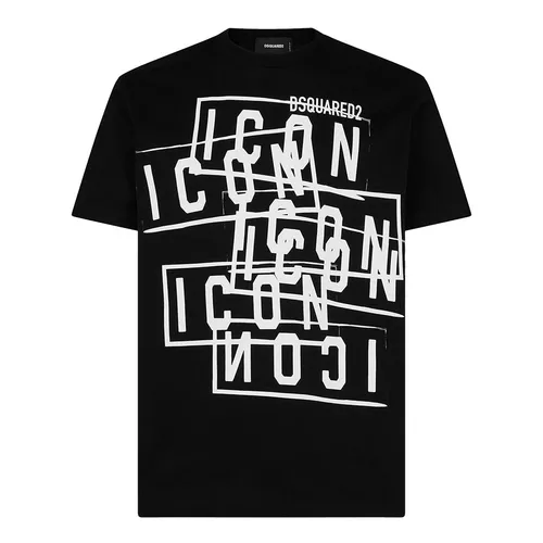 Áo Phông Nam Dsquared2 Icon Stamps Cool Fit TShirt S79GC0087S23009900 Màu Đen Size M