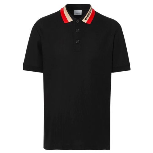 Áo Polo Nam Burberry Contrast Color Pique Shirt 8039265 Màu Đen Size XS