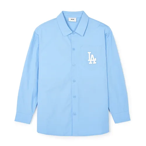 Thời trang - Áo Sơ Mi MLB Monogram Big Lux cổ điển LA Dodgers 3AWSM0341-07SBL Màu Xanh Blue - Vua Hàng Hiệu