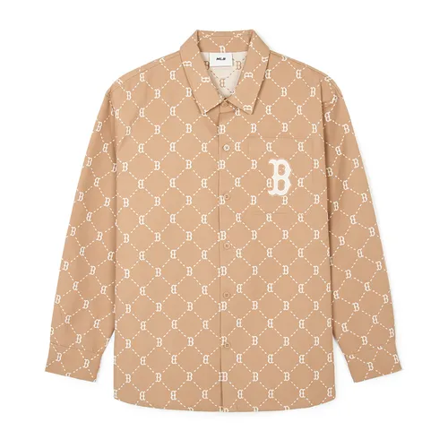 Thời trang - Áo Sơ Mi MLB Monogram Jacquard Boston Red Sox 3AWSM0541-43CAL Màu Nâu - Vua Hàng Hiệu
