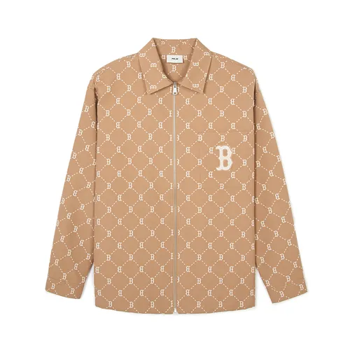 Thời trang - Áo Sơ Mi MLB Monogram Jacquard Boston Red Sox 3AWSM0441-43CAL Màu Nâu - Vua Hàng Hiệu