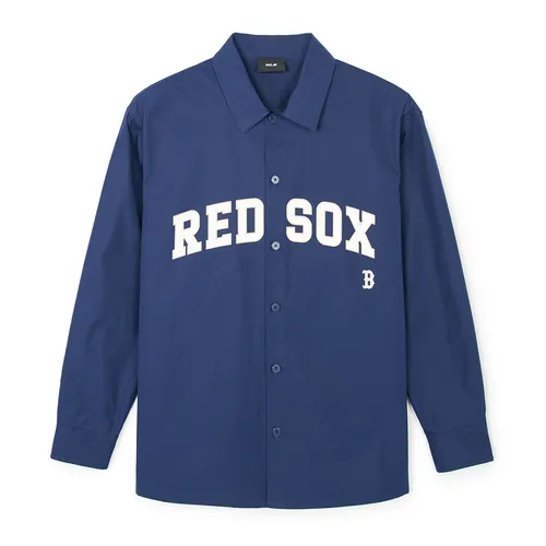 Thời trang - Áo Sơ Mi MLB Varsity Boston Red Sox 3AWSV0141-43NYS Màu Xanh Navy - Vua Hàng Hiệu