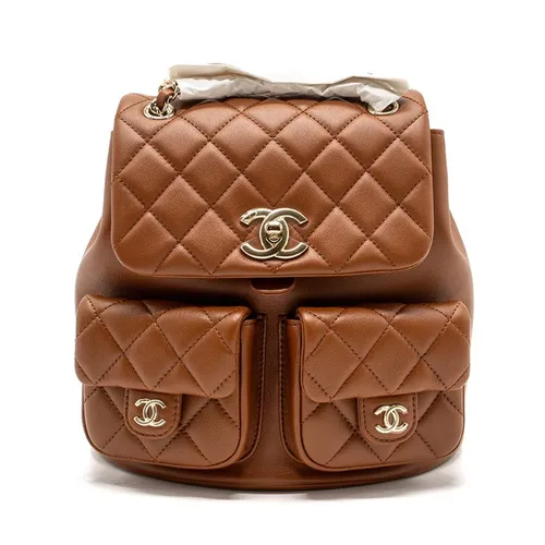 Túi xách - Balo Nữ Chanel 23A Medium Backpack Calfskin Brown & Gold-Tone Metal Màu Nâu - Vua Hàng Hiệu