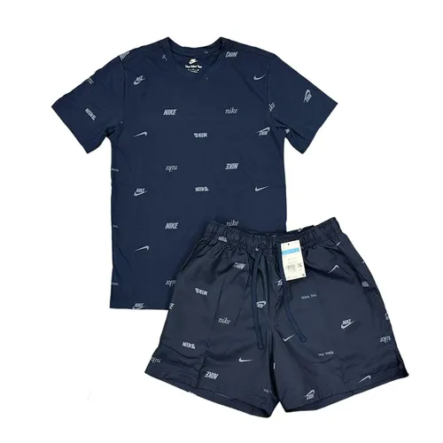 Bộ Quần Áo Cộc Tay Nam Nike Men's All-Over Print FD1279-410/ FB7441-493 Màu Xanh Navy Size S