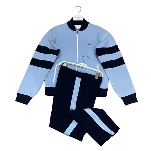 Thời trang Lacoste Bộ quần áo nỉ - Bộ Quần Áo Nỉ Nam Lacoste Blue Heritage Teddy Style Trackpantst Màu Xanh Blue - Vua Hàng Hiệu