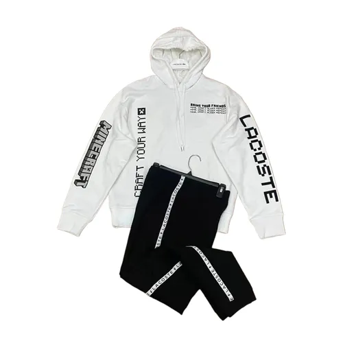 Thời trang Lacoste Bộ quần áo nỉ - Bộ Quần Áo Nỉ Nam Lacoste Live x Minecraft Men's White Graphic Print Loose Fit Terry Màu Đen Trắng - Vua Hàng Hiệu