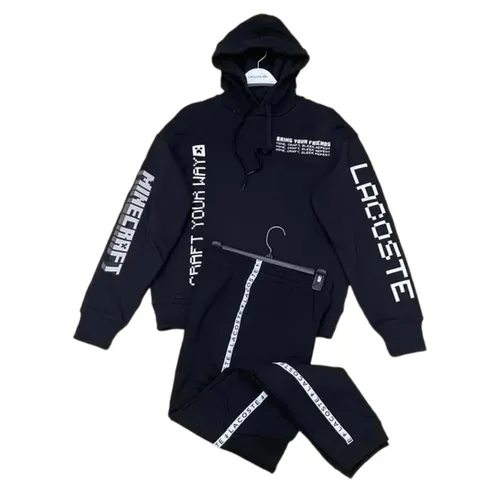 Thời trang Lacoste Bộ quần áo nỉ - Bộ Quần Áo Nỉ Nam Lacoste Live x Minecraft Men's White Graphic Print Loose Fit Terry Màu Xanh Navy - Vua Hàng Hiệu