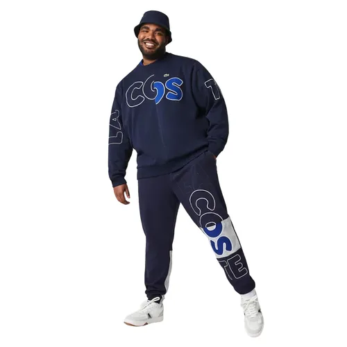 Thời trang Lacoste Bộ quần áo nỉ - Bộ Quần Áo Nỉ Nam Lacoste Men’s Sport Destructured Branding Crew Neck Màu Xanh Navy - Vua Hàng Hiệu