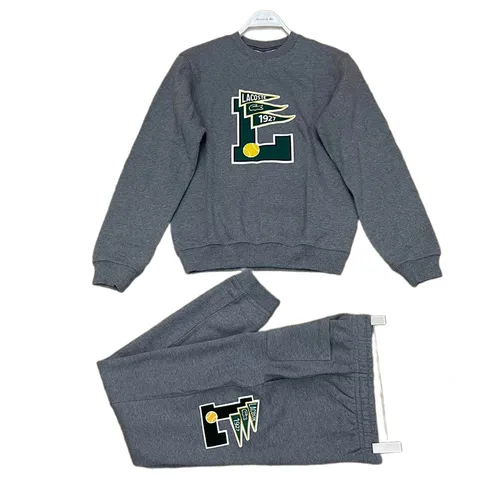 Thời trang Lacoste Bộ quần áo nỉ - Bộ Quần Áo Nỉ Nam Lacoste Varsity Logo Men’s Pullover Màu Xám - Vua Hàng Hiệu