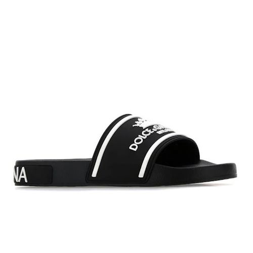 Dép Nam Dolce & Gabbana D&G Black Slides With Logo CS1884 Màu Đen Size 40