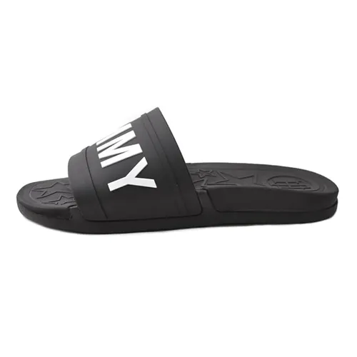 Dép Tommy Hilfiger - Dép Tommy Hilfiger TW YEVI Logo Script Slide Sandal Màu Đen Size 7US - Vua Hàng Hiệu