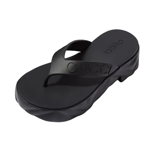 Dép Xỏ Ngón Nữ Gucci Tarifa Rubber Platform Flip Flops Black Màu Đen Size 36