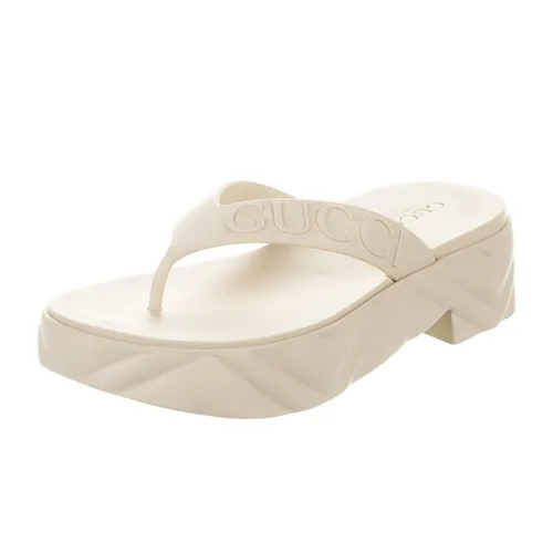 Dép Xỏ Ngón Nữ Gucci Tarifa Rubber Platform Flip Flops Màu Trắng Kem Size 38