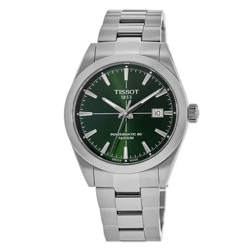 Đồng Hồ Nam Tissot Gentleman Powermatic 80 Silicium Automatic Chronometer Green Dial Men's Watch T127.407.11.091.01 Màu Bạc Xanh