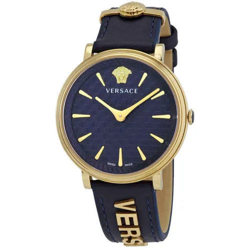 Đồng Hồ Nữ Versace V-Circle Quartz Blue Dial Ladies Watch VE8101219 Màu Vàng Xanh