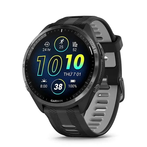 Đồng Hồ Thông Minh Garmin Forerunner 965 Black/Powder Gray Silicone Band Màu Đen