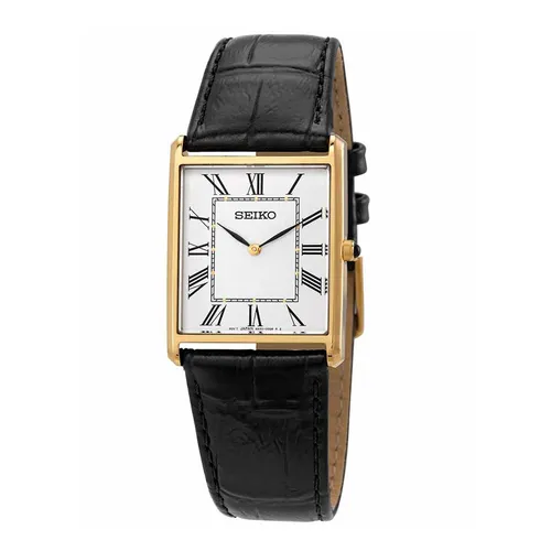 Đồng Hồ Unisex Seiko Essentials Quartz White Dial Watch SWR052 Màu Đen Vàng