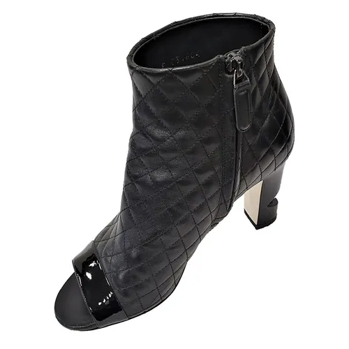 Giày - Giày Boot Nữ Chanel Leather Open Toe Màu Đen Size 36.5 - Vua Hàng Hiệu
