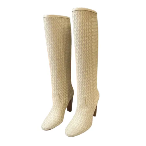 Giày Hermès Nữ - Giày Boot Nữ Hermès High Màu Be Size 35 - Vua Hàng Hiệu