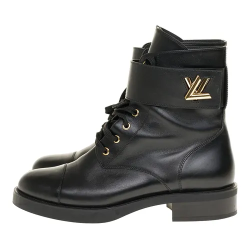 Giày Boot Nữ Louis Vuitton LV Pre Owned Black Leather Màu Đen Size 37