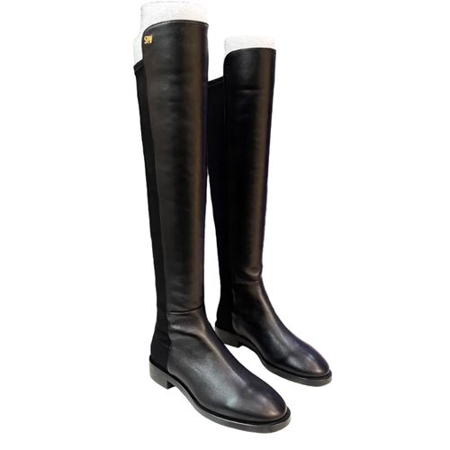 Giày Boot Nữ Stuart Weitzman Keelan Black Leather Just Màu Đen Size 35