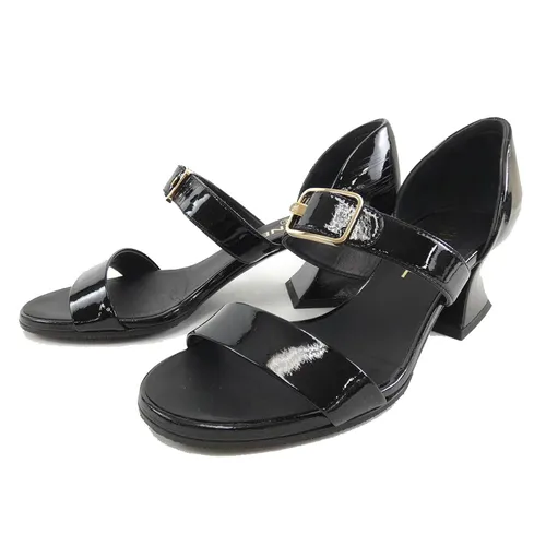 Giày Chanel Nữ - Giày Cao Gót Nữ Chanel CC Mark Heel Strap Sandals Màu Đen Size 36 - Vua Hàng Hiệu