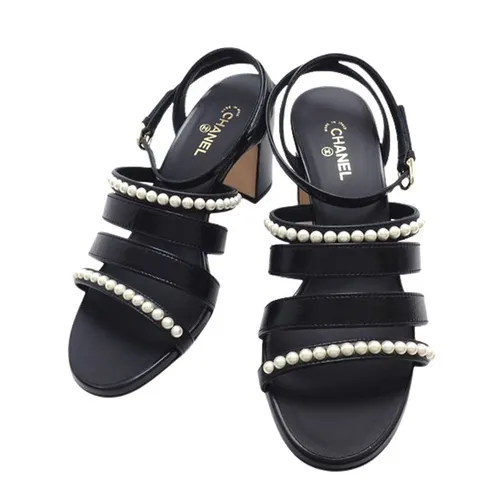 Giày Chanel Nữ - Giày Cao Gót Nữ Chanel Pearl Strap Sandals Màu Đen Size 36.5 - Vua Hàng Hiệu