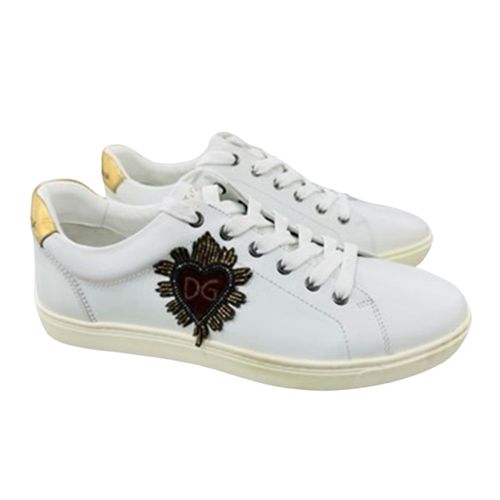 Giày Sneaker Nam Dolce & Gabbana D&G Trắng Trái Tim Gót Vàng CS1676B53398 Màu Trắng Size 8-1