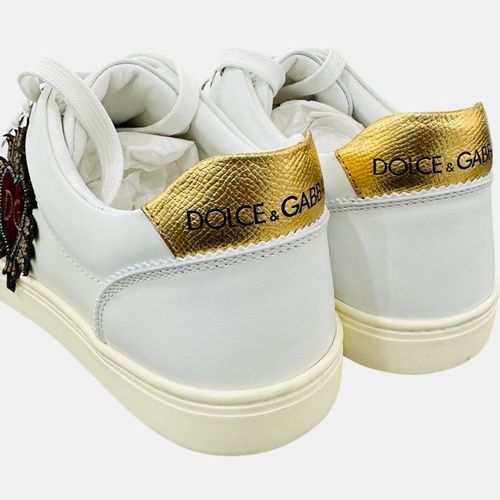 Giày Sneaker Nam Dolce & Gabbana D&G Trắng Trái Tim Gót Vàng CS1676B53398 Màu Trắng Size 8-3