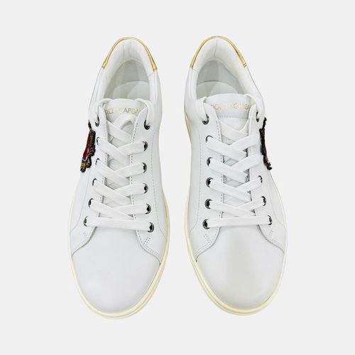 Giày Sneaker Nam Dolce & Gabbana D&G Trắng Trái Tim Gót Vàng CS1676B53398 Màu Trắng Size 8-4