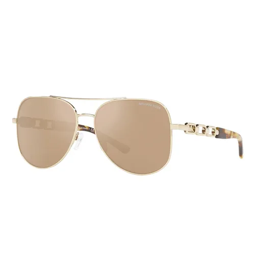 Kính mắt Michael Kors - Kính Mát Michael Kors Chianti Gold Mirror Pilot Sunglasses MK1121 10147P 58 Màu Nâu - Vua Hàng Hiệu