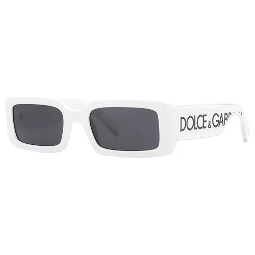 Kính Mát Nữ Dolce & Gabbana D&G Dark Grey Rectangular Ladies Sunglasses DG6187 331287 53 Màu Trắng Xám