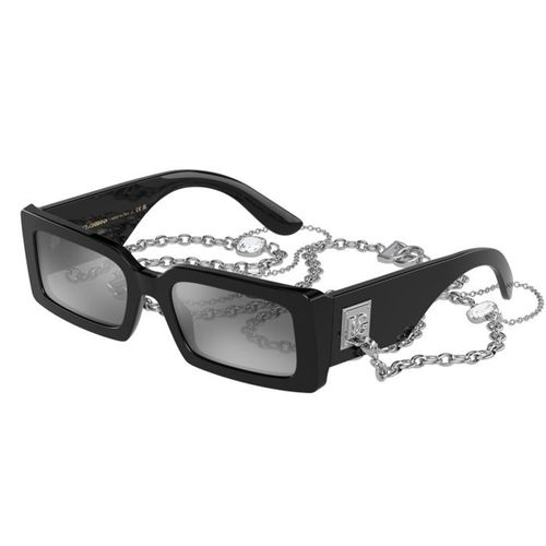 Kính Mát Nữ Dolce & Gabbana D&G Grey Mirror Black Rectangular Ladies Sunglasses DG4416 501/6G 53 Màu Đen Xám