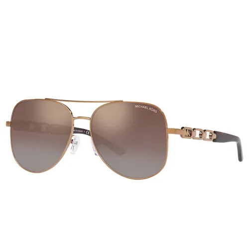 Kính mắt Michael Kors - Kính Mát Nữ Michael Kors Chianti Caramel Silver Flash Pilot Sunglasses MK1121 12136K 58 Màu Nâu Caramel - Vua Hàng Hiệu