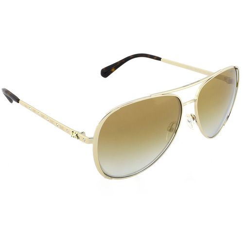 Kính Mát Nữ Michael Kors MK Chelsea Bright Gold Grey Gradient Mirror Pilot Ladies Sunglasses MK1101B 1014GO 60 Màu Vàng